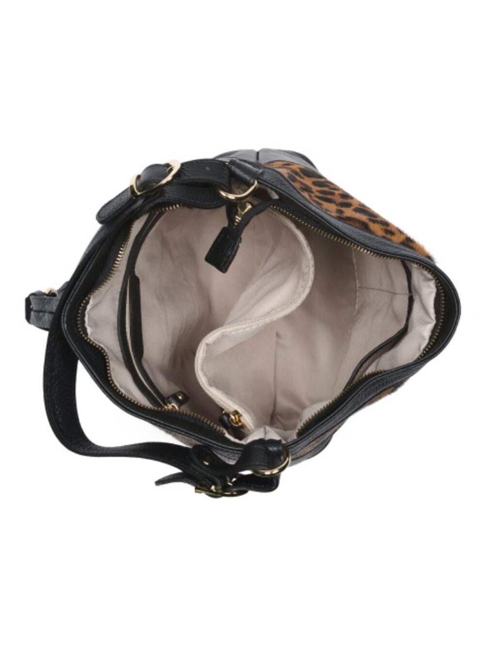VALENTINA Made In Italy Leather Hobo With Animal Print Panels - Picture 3 of 5
